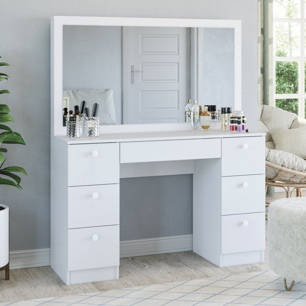 Ebern Designs Gesche 46.33'' Wide Vanity with Mirror & Reviews Wayfair